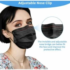 MODOU Masque Couleur Jetable Adulte, 50 Pièces Type II R Certifié CE Masques Noir/Rose/Violet/Balle/Noël Imprimé Filtrant À 95%, 3 Couches De Protection Respirant, Confortable Et élastiques -Protection des voies respiratoires Soldes 50904640 4