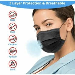 MODOU Masque Couleur Jetable Adulte, 50 Pièces Type II R Certifié CE Masques Noir/Rose/Violet/Balle/Noël Imprimé Filtrant À 95%, 3 Couches De Protection Respirant, Confortable Et élastiques -Protection des voies respiratoires Soldes 50904640 5