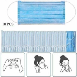 CADEAUX Masques Faciaux à 3 Couches | 10 PIÈCES | Confortable, Protecteur Et Adapté Aux Peaux Sensibles - Bleu -Protection des voies respiratoires Soldes 50909631 4