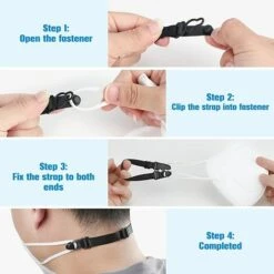 ALMI Lot De 10pcs Attache Masque Accroche Derrière Tête Crochet Extension De Sangle De Masque Extenseur Réglable Pour Protéger Oreilles. Noir -Protection des voies respiratoires Soldes 50910158 4