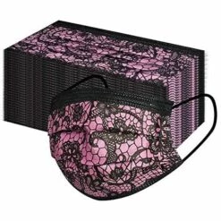 Imprimé En Dentelle Adulte Masque Jetable (3 Couches), Anti-Poussière Respirable Earloop Bouche Masque De Visage, Le Masque De Bon Confort Masque Écharpe Bandana,Starlight,50 Pcs