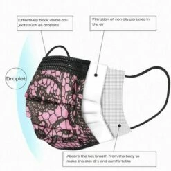 Imprimé En Dentelle Adulte Masque Jetable (3 Couches), Anti-Poussière Respirable Earloop Bouche Masque De Visage, Le Masque De Bon Confort Masque Écharpe Bandana,Starlight,50 Pcs -Protection des voies respiratoires Soldes 50941750 3