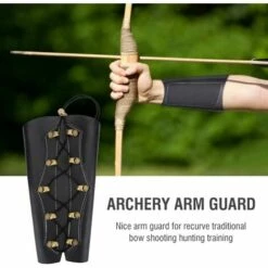 Protège-Bras En Cuir Armguard Pour Tir à L'arc Brun/Noir Adulte Jeunesse Protection En Cuir Protège-Bras Protecteur Bracelet Costume Pour Arc Classique Tir Chasse Triomphe, Réglable（Noir） -Protection des voies respiratoires Soldes 50949668 4