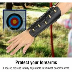 Protège-Bras En Cuir Armguard Pour Tir à L'arc Brun/Noir Adulte Jeunesse Protection En Cuir Protège-Bras Protecteur Bracelet Costume Pour Arc Classique Tir Chasse Triomphe, Réglable（Noir） -Protection des voies respiratoires Soldes 50949668 5