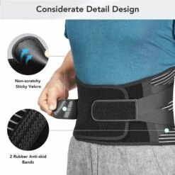 Ceinture De Soutien Lombaire Maintenir Bien Les Lombaires Et Le Dos Soulage La Douleur 4 Ressorts Soutien Sangle Double Réglable Pour Homme Et Femme,M ,Noir-betterlife -Protection des voies respiratoires Soldes 51222393 3