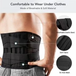 Ceinture De Soutien Lombaire Maintenir Bien Les Lombaires Et Le Dos Soulage La Douleur 4 Ressorts Soutien Sangle Double Réglable Pour Homme Et Femme,M ,Noir-betterlife -Protection des voies respiratoires Soldes 51222393 4