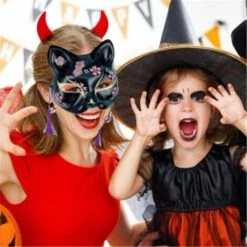 ZHUOXUAN Nouveau Japonais Masque De Renard Livre Peint À La Main Chat Livre De Natsume Amis De Renard Pulp Demi-Masque Halloween Cosplay Animal Partie Masque 1pcs Noir -Protection des voies respiratoires Soldes 51449296 5