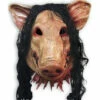ZHUOXUAN Masque De Tête Animale Porc Avec Des Cheveux Vêtements Accessoires Carnaval Déguisement Mask Halloween Costumes Fête Cosplay Décoration Cadeau D'Halloween