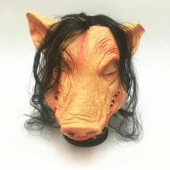 ZHUOXUAN Masque De Tête Animale Porc Avec Des Cheveux Vêtements Accessoires Carnaval Déguisement Mask Halloween Costumes Fête Cosplay Décoration Cadeau D'Halloween -Protection des voies respiratoires Soldes 51450477 5