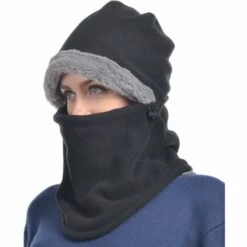 ZHUOXUAN Bonnet De Couverture De Masque De Ski Thermique à Capuche En Polaire D'hiver Avec Couvre-visage Détachable