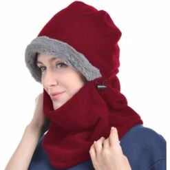 ZHUOXUAN Bonnet De Couverture De Masque De Ski Thermique à Capuche En Polaire D'hiver Avec Couvre-visage Détachable -Protection des voies respiratoires Soldes 51450965 3