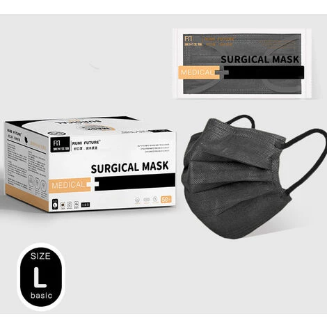 ZHUOXUAN Masque , Masque Jetable Pour Adulte, Coussinets De Nez Ajustables Doux Et Respirants Lot De 50 Pièces,noir 3 ZHUOXUAN Masque , Masque Jetable Pour Adulte, Coussinets De Nez Ajustables Doux Et Respirants Lot De 50 Pièces,noir