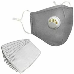 Masque Lavable En Coton Avec 2 Filtres à Charbon Actif (PM2.5M) - Gris