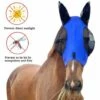 THSINDE Masque De Poney Masque Anti-Mouches à Cheval Avec Yeux Et Oreilles En Maille Tissu Respirant Masque Anti-Mouches à Cheval Lisse Et Élastique (blue)