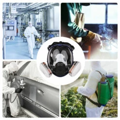 SUPERSELLER Respirateur Intégral Réutilisable Couverture Intégrale 16 En 1 Couverture De Gaz Respirateur à Vapeur Organique Large Champ De Vision Pour La Peinture, Le Polissage, Le Soudage Et Autres Protections De Travail - Bleu - Bleu -Protection des voies respiratoires Soldes 53506539 5