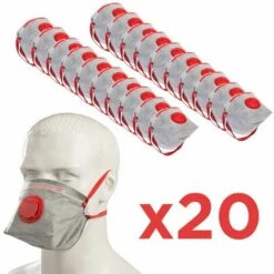 M-E Pack 20 Masques FFP3 Anti Poussières Fines Avec Soupape Mieux Que FFP2 Pliable En 149 Avec Valve D'Expiration - Protection Contre Les Poussières, Fibres Et Brouillards Aqueux Non-toxiques