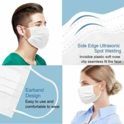 CADEAUX 50 Masques Jetables 3 Couches Avec Masque Soufflé, Respirant Avec Boucles D'oreille élastiques Confortables -Protection des voies respiratoires Soldes 53824346 3