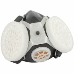 ASUPERMALL Masque Anti-Poussière à Double Filtre, Masque à Filtre à Particules, Bonne Ventilation, Masque Ajusté Non Toxique Et Inoffensif, Avec Deux Filtres En Coton, Gris Blanc