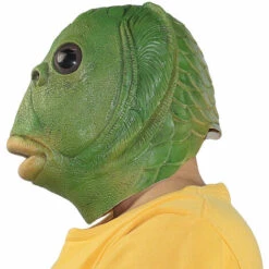 Poisson Poisson Vert Avec Masque Yeux En Verre - Parfait Pour Carnaval, Carnaval Et Halloween - Costume Adulte - Latex, Unisexee Taille Unique，Fontainebleau -Protection des voies respiratoires Soldes 54044634 3
