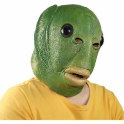 Poisson Poisson Vert Avec Masque Yeux En Verre - Parfait Pour Carnaval, Carnaval Et Halloween - Costume Adulte - Latex, Unisexee Taille Unique，Fontainebleau -Protection des voies respiratoires Soldes 54044634 4