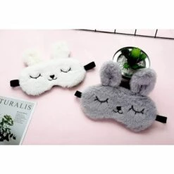 Kartokner 3D Peluche Animaux Masque De Sommeil Pour Les Yeux Des Mignon Animaux Pour Dormir Respirant Bande Dessinée Masque De Nuit Enfants Filles Femmes Adultes (Lapin Blanc) -Protection des voies respiratoires Soldes 54071188 5