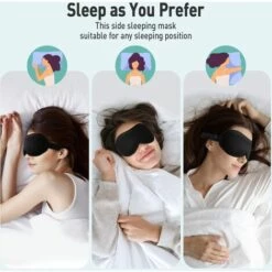 2021 Masque De Nuit Pour Femme Et Homme,Kartokner Masque De Sommeil Pour Les Yeux 3D Pour Dormeurs Latéraux,100% Soie Occultant Masque Yeux Cache Yeux Pour Dormir Avec Bande Réglable Pour Yoga Voyage -Protection des voies respiratoires Soldes 54071210 3