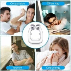 AIDUCHO Dispositif Anti Ronflement, 4 PCS Silicone Magnétique Anti Ronflement Snore Stopper Clip, Dilatateur Nasal Ronflement Peut Soulager Le Ronflement Et Aider à Dormir Suffisamment -Protection des voies respiratoires Soldes 54071352 4