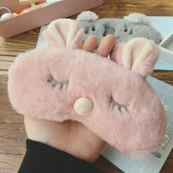Kartokner 3D Peluche Animaux Masque De Sommeil Pour Les Yeux Des Mignon Animaux Pour Dormir Respirant Bande Dessinée Masque De Nuit Enfants Filles Femmes Adultes (D-lapin Rose) -Protection des voies respiratoires Soldes 54072703 3