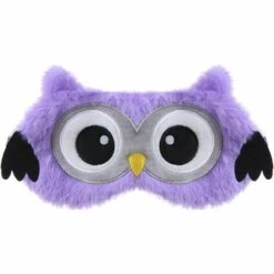 Kartokner Animaux Masque De Sommeil Femme Enfant Fille Peluche Soie 3D Moelleux Masque De Nuit Occultant Mignon Masque Pour Les Yeux Pour Dormir Voyage Sieste (Chouette-violet)