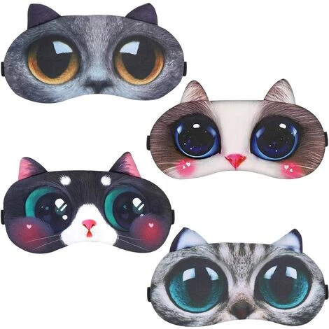 KARTOKNER Lot De 4 Masque De Sommeil, Masque Animal Sommeil Masque Pour Les Yeux Doux Et Moelleux Pour Dormir Eyepatch De Repos Masque De Nuit, Masque De Sommeil Pour Filles,Femme(Chat Mignon 4 PCS) 3 KARTOKNER Lot De 4 Masque De Sommeil, Masque Animal Sommeil Masque Pour Les Yeux Doux Et Moelleux Pour Dormir Eyepatch De Repos Masque De Nuit, Masque De Sommeil Pour Filles,Femme(Chat Mignon 4 PCS)