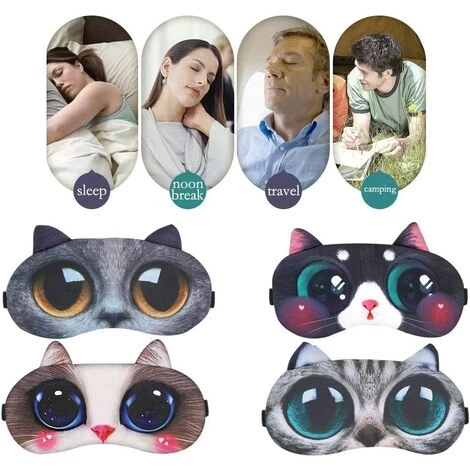 KARTOKNER Lot De 4 Masque De Sommeil, Masque Animal Sommeil Masque Pour Les Yeux Doux Et Moelleux Pour Dormir Eyepatch De Repos Masque De Nuit, Masque De Sommeil Pour Filles,Femme(Chat Mignon 4 PCS) 5 KARTOKNER Lot De 4 Masque De Sommeil, Masque Animal Sommeil Masque Pour Les Yeux Doux Et Moelleux Pour Dormir Eyepatch De Repos Masque De Nuit, Masque De Sommeil Pour Filles,Femme(Chat Mignon 4 PCS) – Image 3