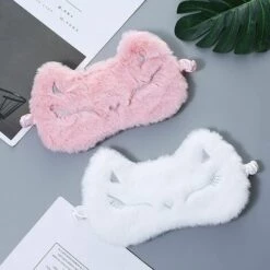 Kartokner Animaux Masque De Sommeil Femme Enfant Fille Peluche Soie 3D Moelleux Masque De Nuit Occultant Mignon Masque Pour Les Yeux Pour Dormir Voyage Sieste (Renard-rose) -Protection des voies respiratoires Soldes 54074046 3