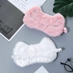 Kartokner Animaux Masque De Sommeil Femme Enfant Fille Peluche Soie 3D Moelleux Masque De Nuit Occultant Mignon Masque Pour Les Yeux Pour Dormir Voyage Sieste (Renard-rose) -Protection des voies respiratoires Soldes 54074046 4