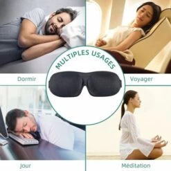 ILOVEMILAN Masque De Nuit, Masque De Sommeil Pour Homme Femme, Masque De Voyage 3D Anti-lumière (Noir) -Protection des voies respiratoires Soldes 54413967 5