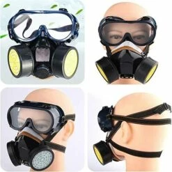 AIDUCHO Masque Respiratoire, Kit Masque Protection Respiratoire Réutilisable, Anti Poussière, Anti Gaz Masque Chimique Avec Lunettes De Protection Pour Peinture Travaux, Bricolage Ponçage - Noir -Protection des voies respiratoires Soldes 54458662 3