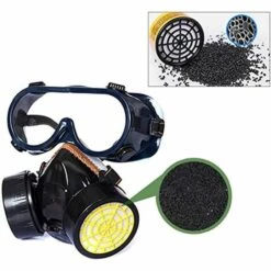AIDUCHO Masque Respiratoire, Kit Masque Protection Respiratoire Réutilisable, Anti Poussière, Anti Gaz Masque Chimique Avec Lunettes De Protection Pour Peinture Travaux, Bricolage Ponçage - Noir -Protection des voies respiratoires Soldes 54458662 4