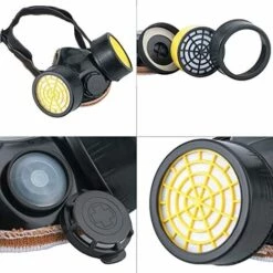 AIDUCHO Masque Respiratoire, Kit Masque Protection Respiratoire Réutilisable, Anti Poussière, Anti Gaz Masque Chimique Avec Lunettes De Protection Pour Peinture Travaux, Bricolage Ponçage - Noir -Protection des voies respiratoires Soldes 54458662 5