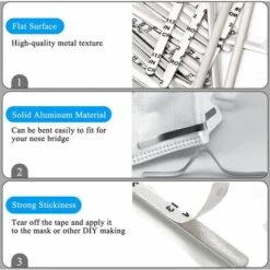 MODOU Fil De Pince-nez Pour Masques Faciaux, Plat, Aluminium, Pince-nez Auto-adhésif, Flexible, Fil De Nez, Fil D'artisanat Pour Le Visage, Accessoires De Bricolage -Protection des voies respiratoires Soldes 54470477 2