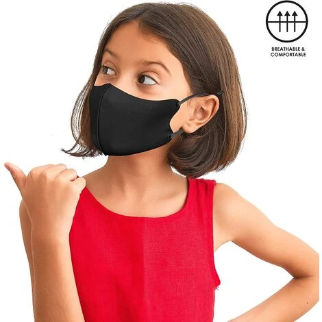 PERLE RARE Lot De 3 Masques Réutilisables En Tissu Pour Enfants, Avec Boucles D'oreilles, Respirants, Doux, Lavables, Durables Pour Un Usage Public Quotidien,noir 4 PERLE RARE Lot De 3 Masques Réutilisables En Tissu Pour Enfants, Avec Boucles D'oreilles, Respirants, Doux, Lavables, Durables Pour Un Usage Public Quotidien,noir – Image 2