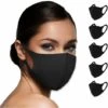 PERLE RARE Masque Tissu Lavable Single Layer Masque Unisexe Masques Tissus Reutilisables Pour Adultes, Enfants, Hommes Et Femmes [Noir - Lot De 5] -Protection des voies respiratoires Soldes 54847376 1