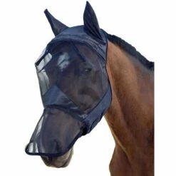 THSINDE Masque Anti-Mouches Protection Anti-UV Avec Oreilles Pour Chevaux Noir,M.