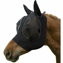 ZHUOXUAN Masque Pour Cheval Respirant Élastique Maille Transparente Anti-Moustique Mouche Protection UV Lycra Mesh Matériel Protection Oreilles Yeux Ligne Vue Claire Pour Cheval Adulte -Protection des voies respiratoires Soldes 54912032 4