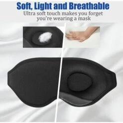 PERLE RARE Masque De Nuit, Masque De Sommeil Pour Femme Et Homme, Occultant Ultra-Douce Cache Yeux Pour Dormir, Masque De Yeux Pour Yoga Voyage -Protection des voies respiratoires Soldes 55029601 4