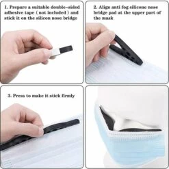 TANABATA 5 Pièces Bandes De Pont De Nez Anti-buée, Coussinets De Pont De Nez En Silicone Réutilisable, Pince-Nez Antibuée Pour Masques Empêcher Les Lunettes De S'embuer -Protection des voies respiratoires Soldes 55082426 3