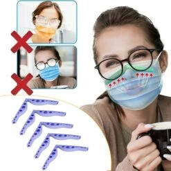 TANABATA 5 Pièces Bandes De Pont De Nez Anti-buée, Coussinets De Pont De Nez En Silicone Réutilisable, Pince-Nez Antibuée Pour Masques Empêcher Les Lunettes De S'embuer -Protection des voies respiratoires Soldes 55082426 4