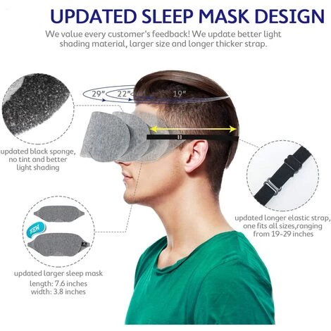 Masque De Nuit - Masque Sommeil Pour Hommes Et Femmes, Masque De Sommeil Anti-lumière Au Design Moderne, Masque Yeux Doux Et Confortable Pour Dormir, Avec Pochette De Voyage, Gris Fontainebleau 4 Masque De Nuit - Masque Sommeil Pour Hommes Et Femmes, Masque De Sommeil Anti-lumière Au Design Moderne, Masque Yeux Doux Et Confortable Pour Dormir, Avec Pochette De Voyage, Gris Fontainebleau – Image 2