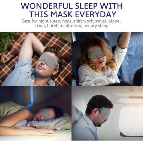 Masque De Nuit - Masque Sommeil Pour Hommes Et Femmes, Masque De Sommeil Anti-lumière Au Design Moderne, Masque Yeux Doux Et Confortable Pour Dormir, Avec Pochette De Voyage, Gris Fontainebleau 7 Masque De Nuit - Masque Sommeil Pour Hommes Et Femmes, Masque De Sommeil Anti-lumière Au Design Moderne, Masque Yeux Doux Et Confortable Pour Dormir, Avec Pochette De Voyage, Gris Fontainebleau – Image 5