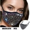 CADEAUX Strass Scintillant Masque Facial Femmes Bling Fantaisie Paillettes élégant Mode Lavable Visage Couverture (A)