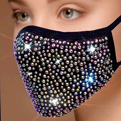 CADEAUX Strass Scintillant Masque Facial Femmes Bling Fantaisie Paillettes élégant Mode Lavable Visage Couverture (A) 4 CADEAUX Strass Scintillant Masque Facial Femmes Bling Fantaisie Paillettes élégant Mode Lavable Visage Couverture (A) – Image 2