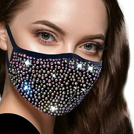 CADEAUX Strass Scintillant Masque Facial Femmes Bling Fantaisie Paillettes élégant Mode Lavable Visage Couverture (A) 6 CADEAUX Strass Scintillant Masque Facial Femmes Bling Fantaisie Paillettes élégant Mode Lavable Visage Couverture (A) – Image 4